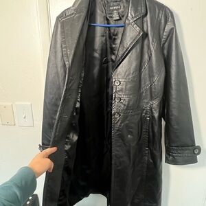 Women’s black leather coat